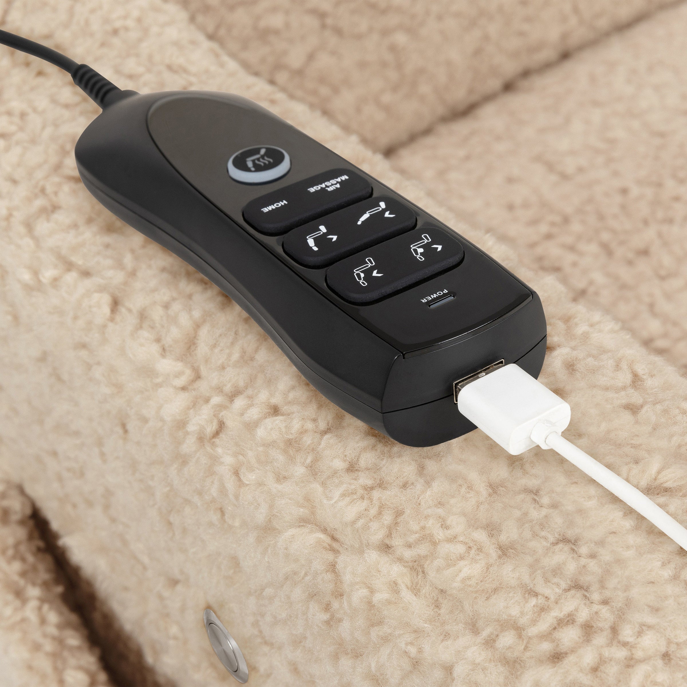 M11283CSG,Kiwi Deluxe Power Glider Recliner w/Heat&Massage in Chai Shearling