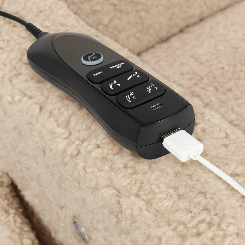 M11283CSG,Kiwi Deluxe Power Glider Recliner w/Heat&Massage in Chai Shearling