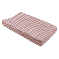 T30437,Maroon Stripe Quilted Muslin Changing Pad Cover in GOTS Certified Organic Cotton