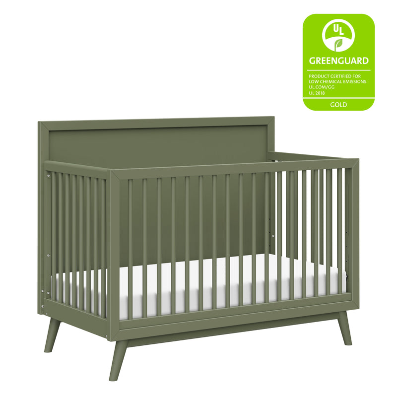 M15901OL,Palma Mid-Century 4-in-1 Convertible Crib w/Toddler Bed Conversion in Olive