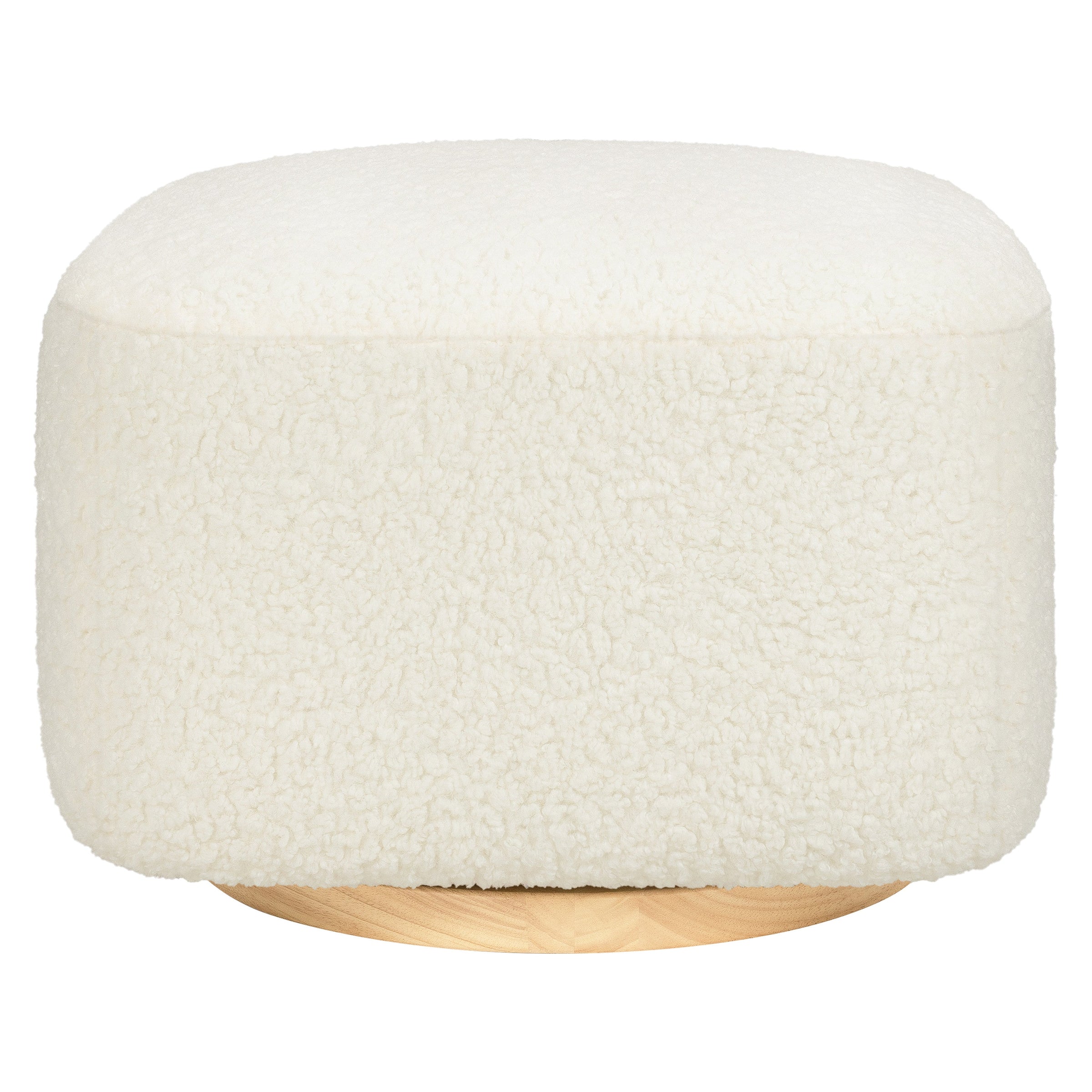 M26385CMSGLB,Kiwi Gliding Ottoman in Cream Shearling with Light Wood Base