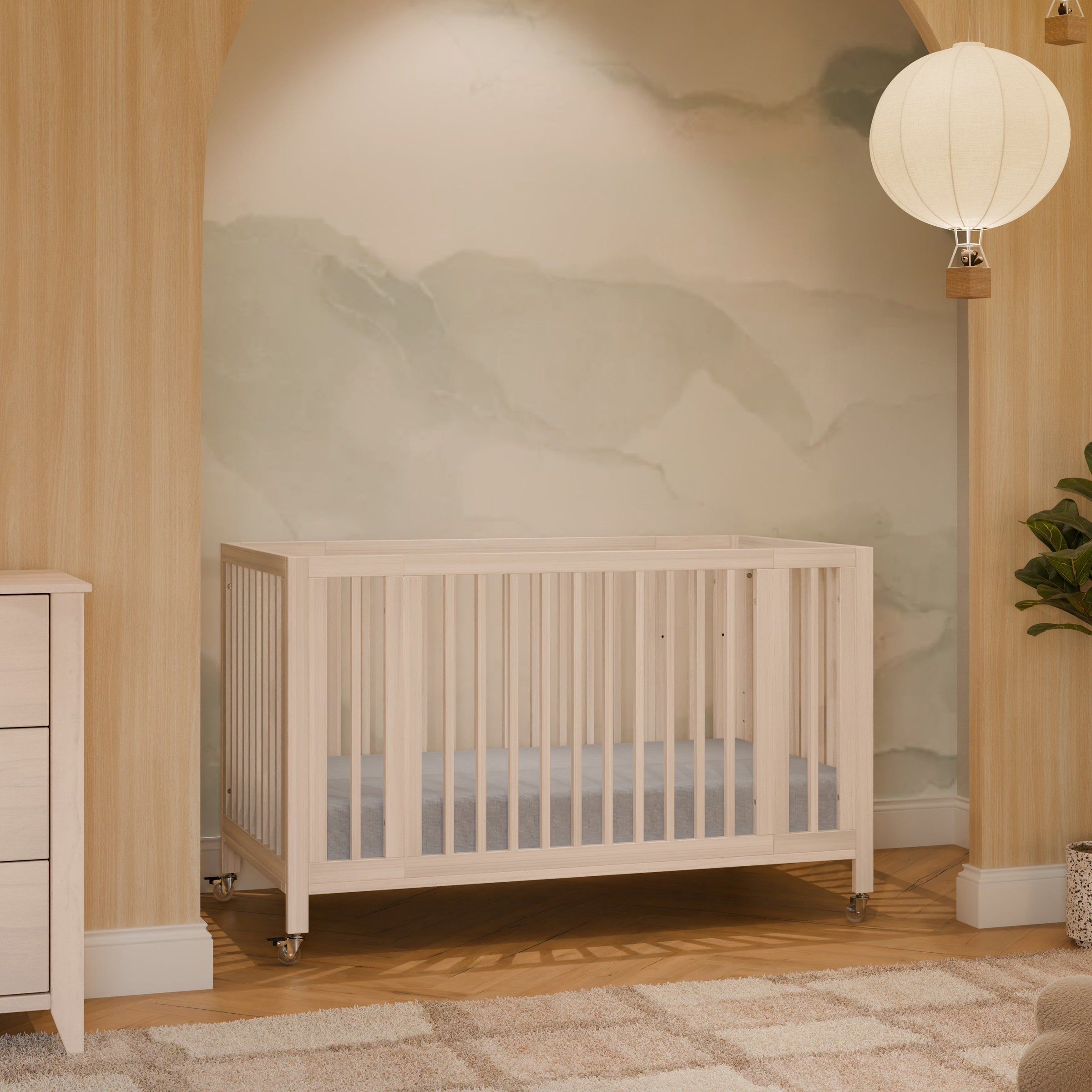 M30880NX,Rolli 9-in-1 Convertible All-Stages?? Crib w/ Bassinet & Toddler Bed Kits in Washed Natural