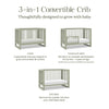 M23301FS,Nantucket 3-in-1 Convertible Crib w/Toddler Bed Conversion Kit in French Sage