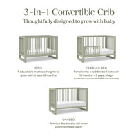 M23301FS,Nantucket 3-in-1 Convertible Crib w/Toddler Bed Conversion Kit in French Sage