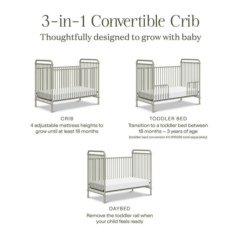 M15501HS,Abigail 3-in-1 Convertible Crib in Heirloom Sage
