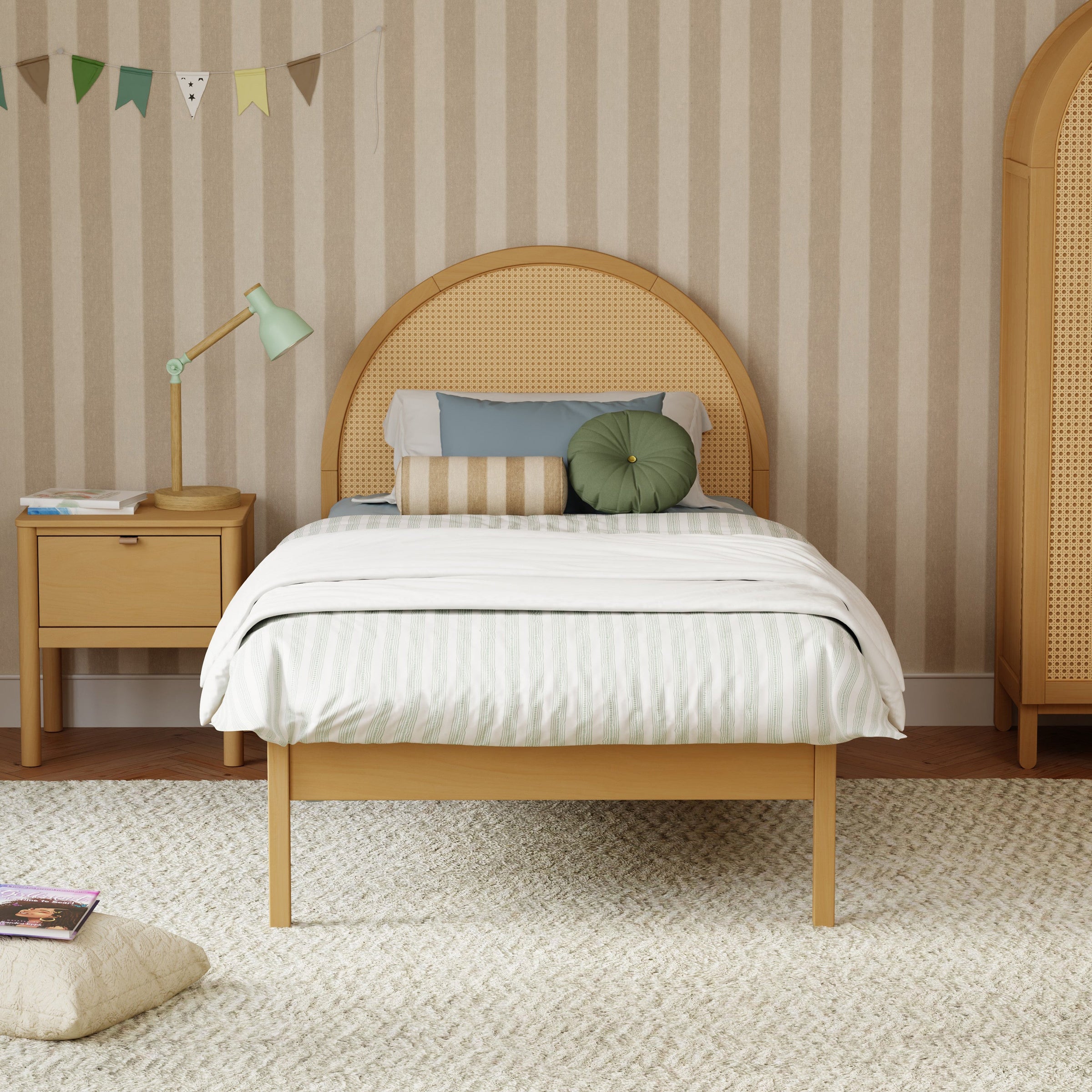 M25969HYNC,Bondi Cane Twin Bed in Honey