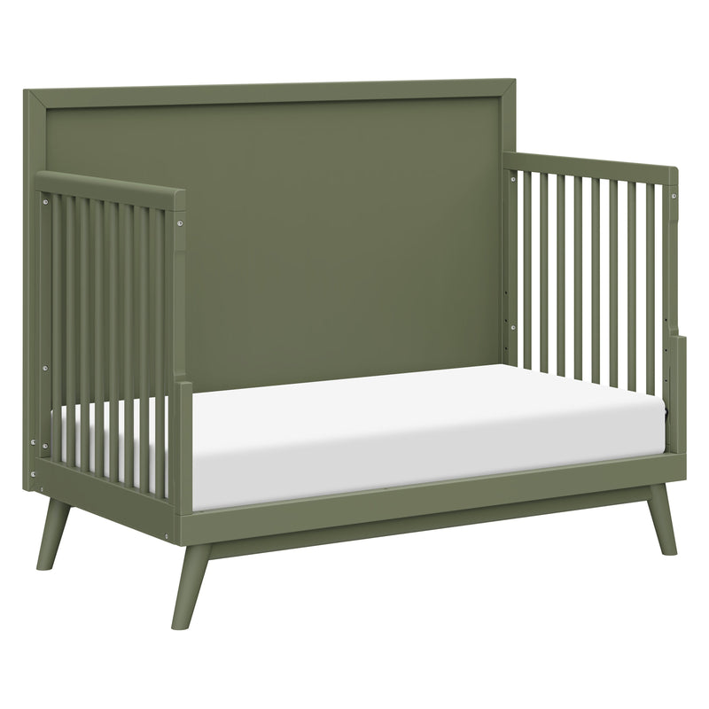 M15901OL,Palma Mid-Century 4-in-1 Convertible Crib w/Toddler Bed Conversion in Olive