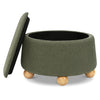 M30985POBHF,Tuffet Storage Ottoman in Performance Olive Boucle w/Honey Ball Feet