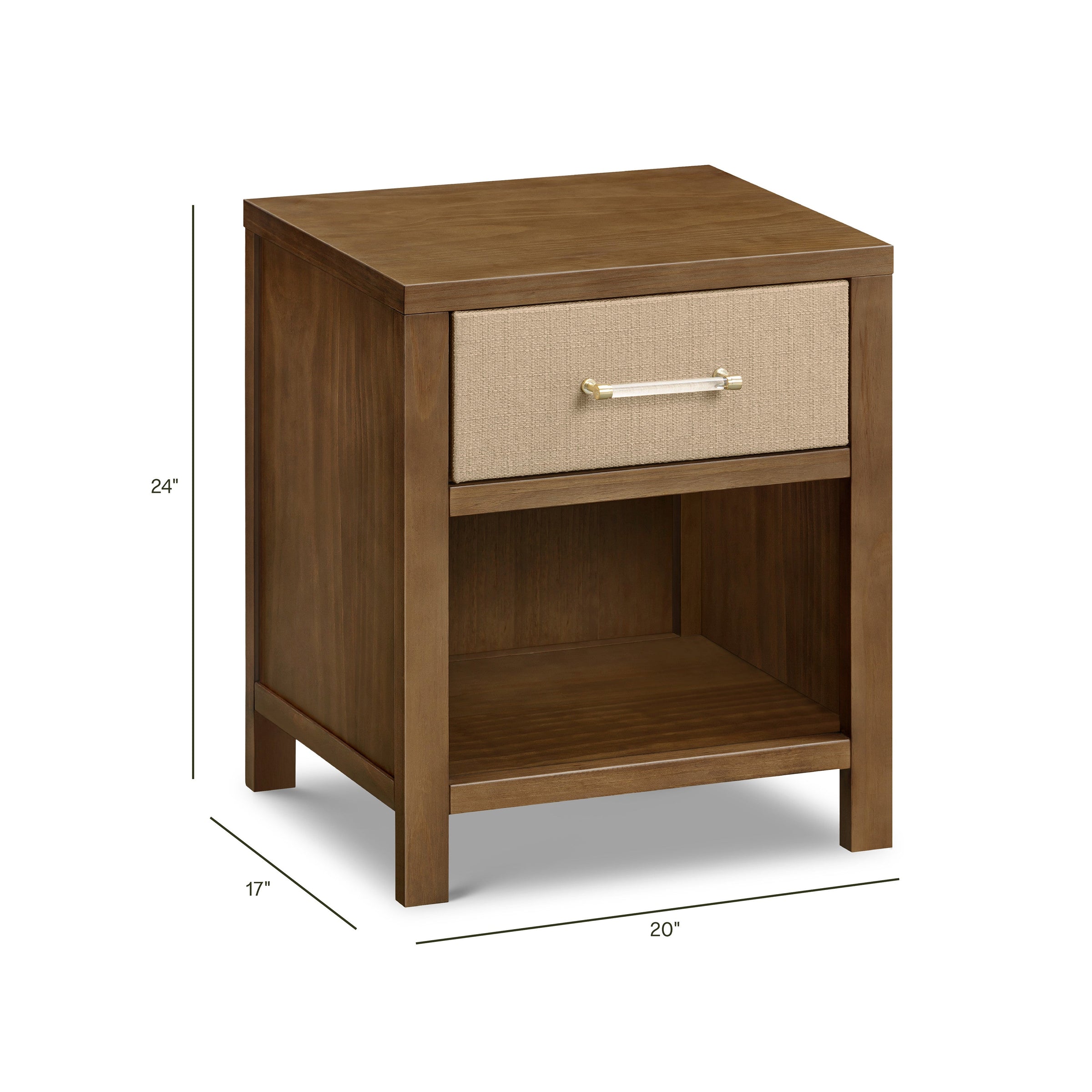 M24860NLPSEW,Eloise Nightstand  Assembled in Natural Walnut & Performance Sand Eco-Weave