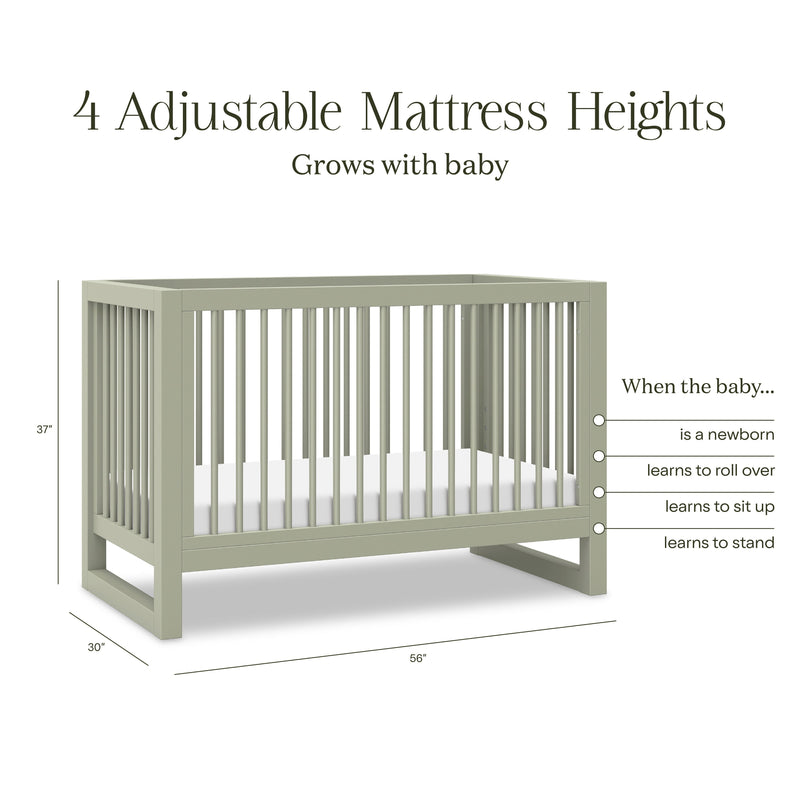 M23301FS,Nantucket 3-in-1 Convertible Crib w/Toddler Bed Conversion Kit in French Sage