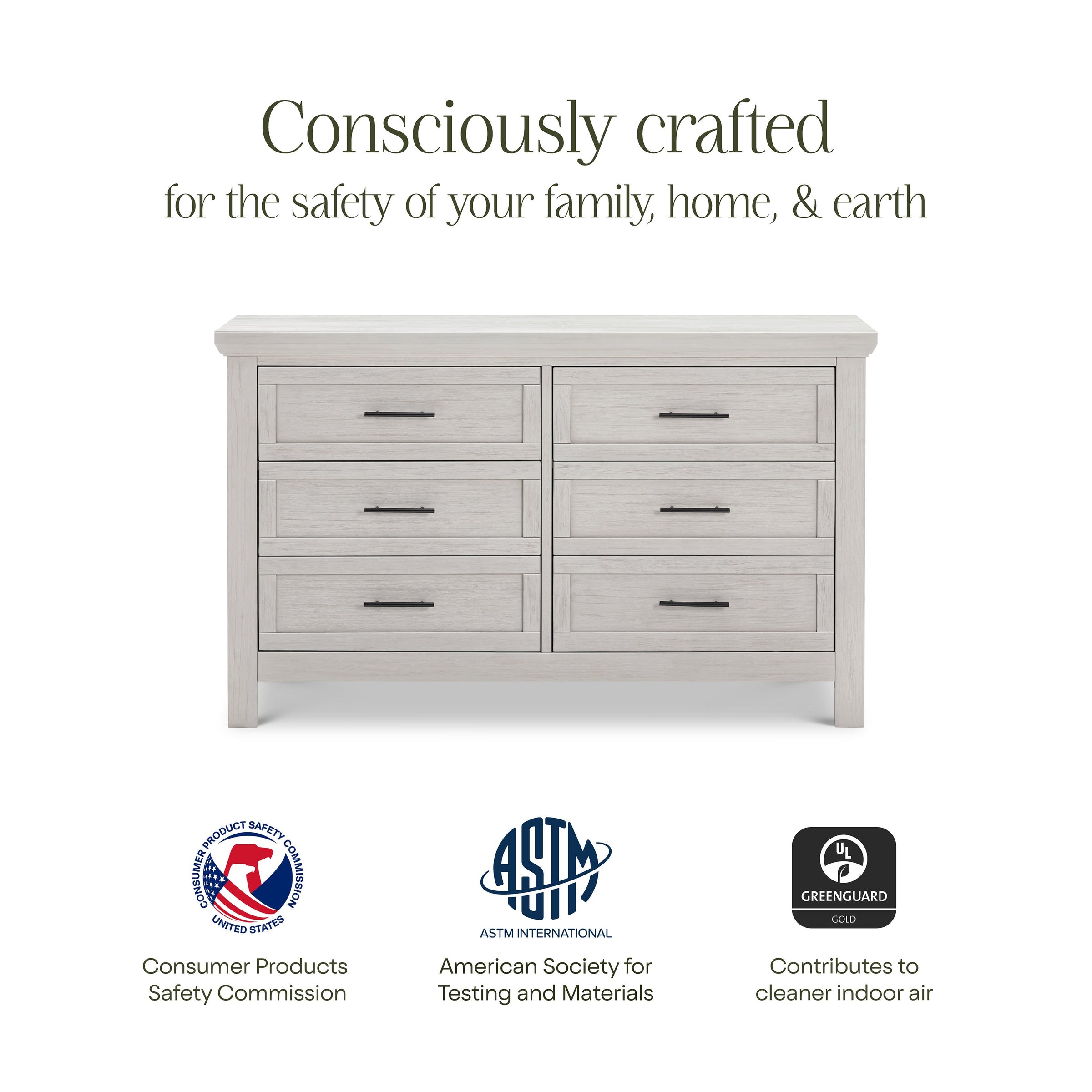 B14516WDF,Emory Farmhouse 6-Drawer Dresser in White Driftwood