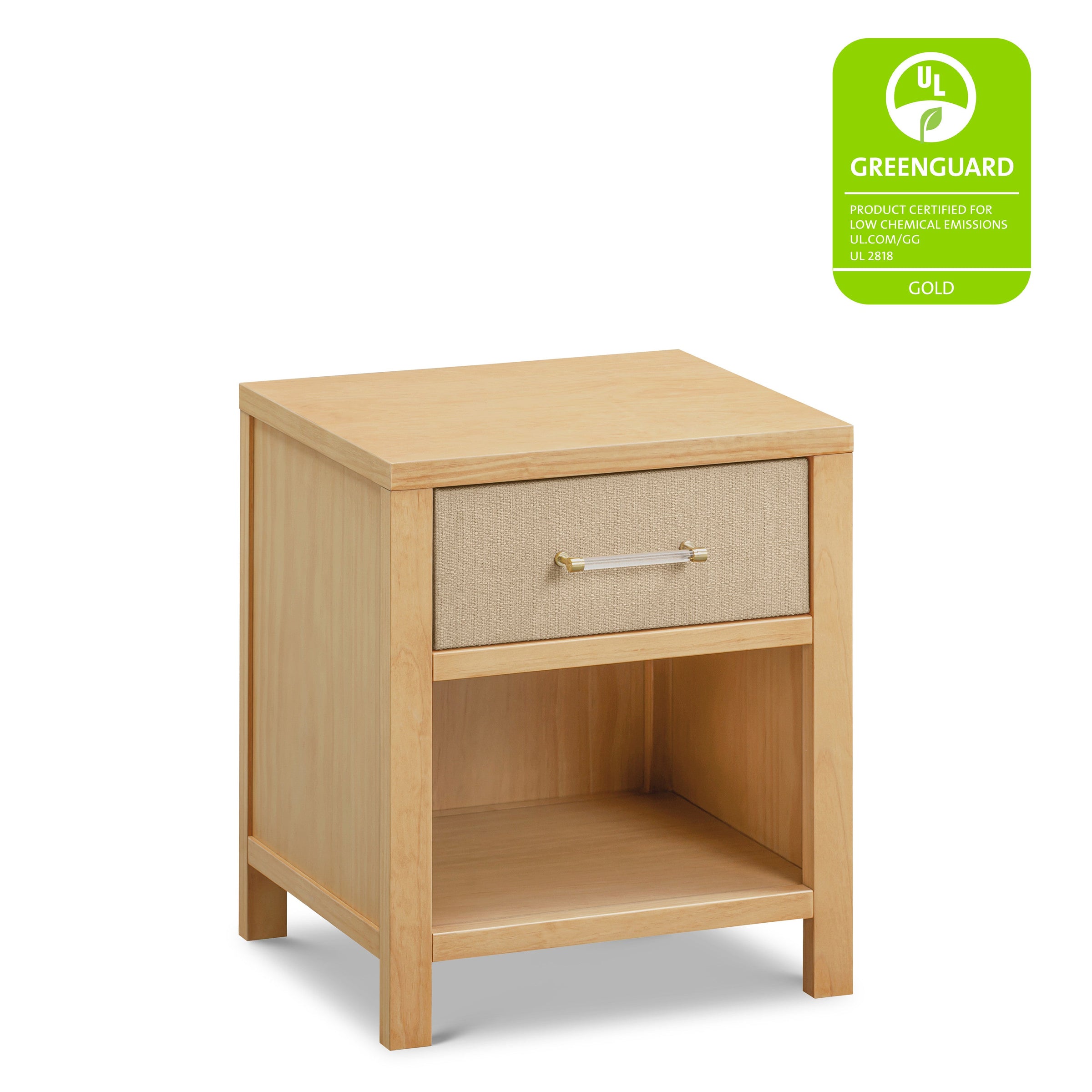 M24860HYPSEW,Eloise Nightstand  Assembled in Honey & Performance Sand Eco-Weave