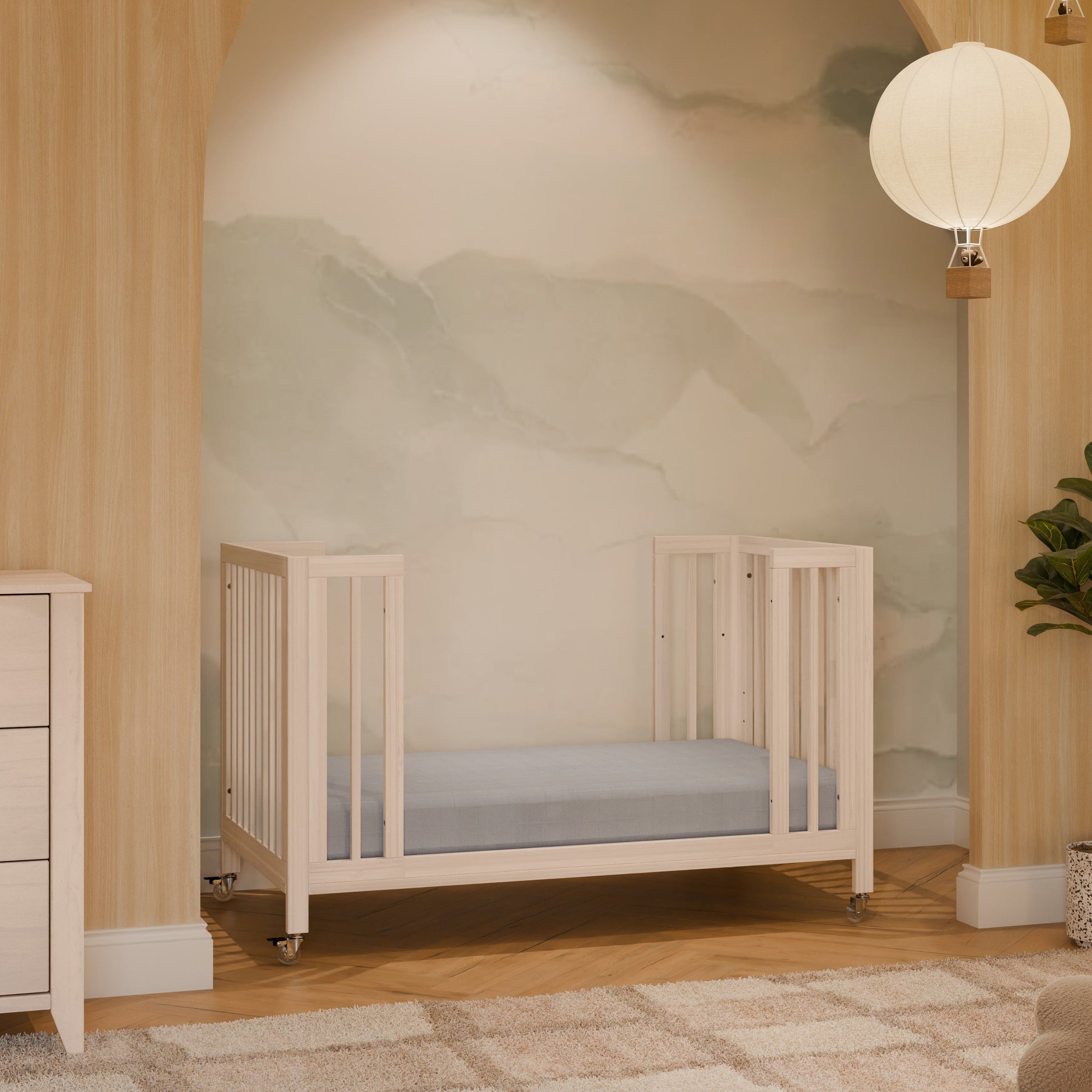 M30880NX,Rolli 9-in-1 Convertible All-Stages?? Crib w/ Bassinet & Toddler Bed Kits in Washed Natural