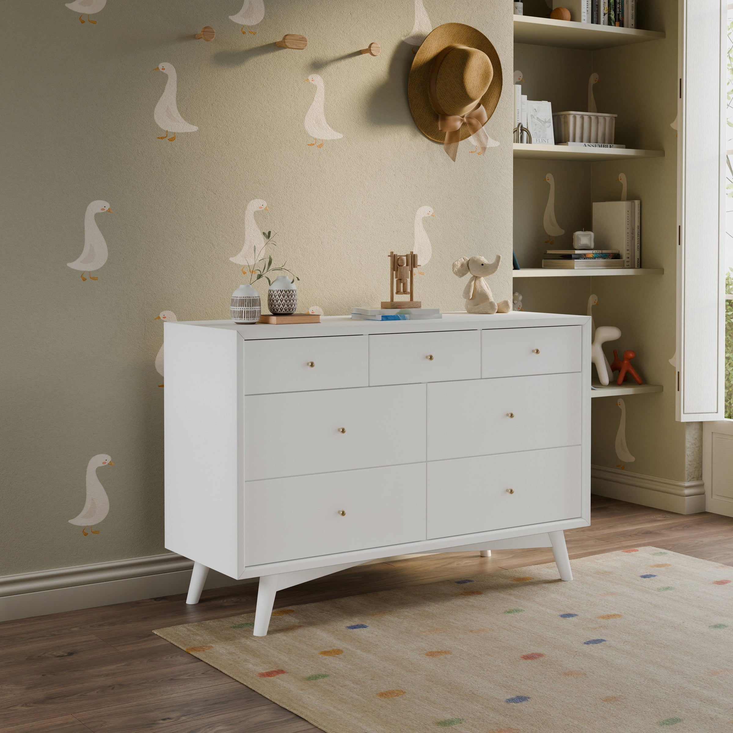 M15916W,Palma 7-Drawer Double Dresser  Assembled in White