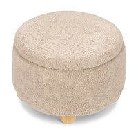 M30985CSGHF,Tuffet Storage Ottoman in Chai Shearling w/Honey Ball Feet