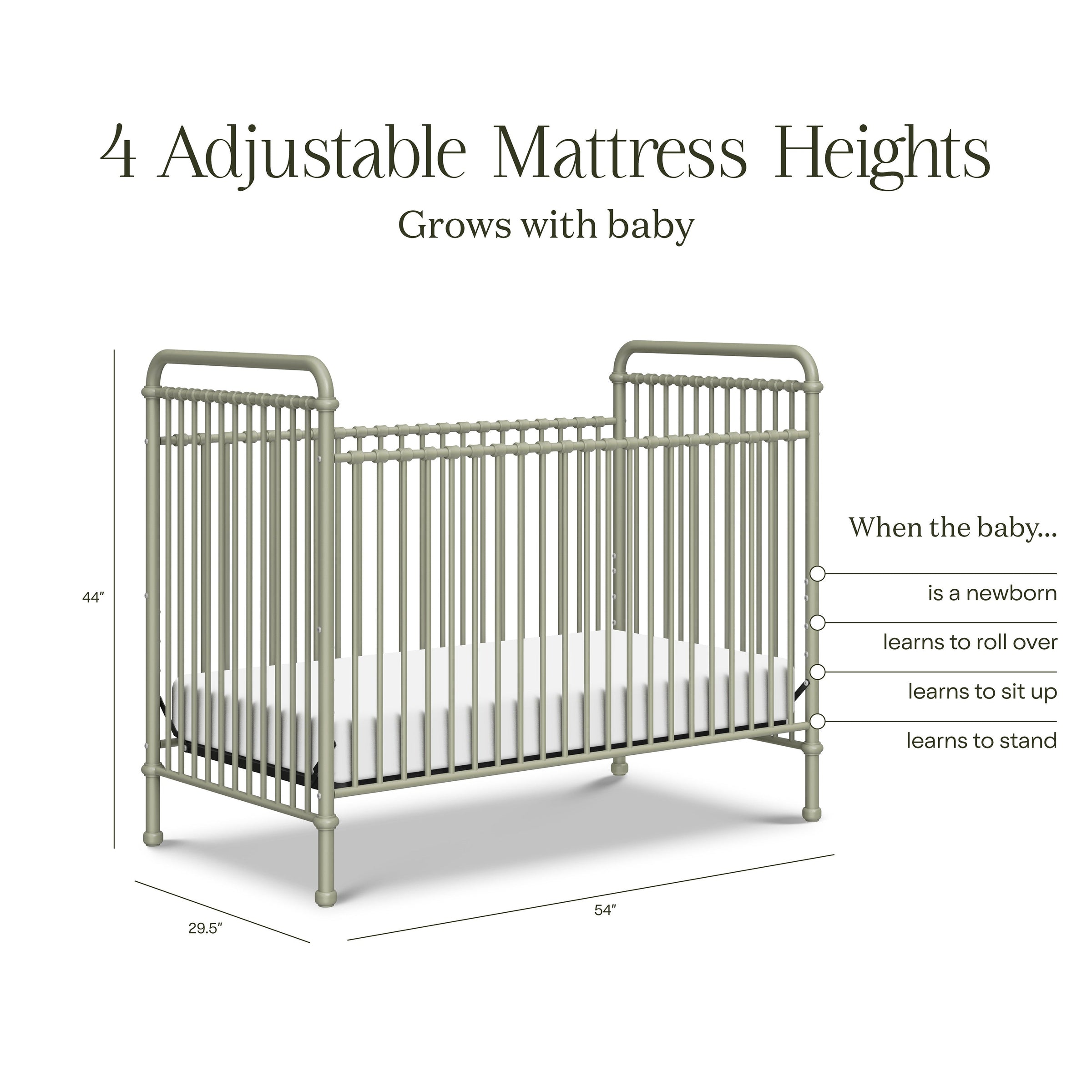 M15501HS,Abigail 3-in-1 Convertible Crib in Heirloom Sage