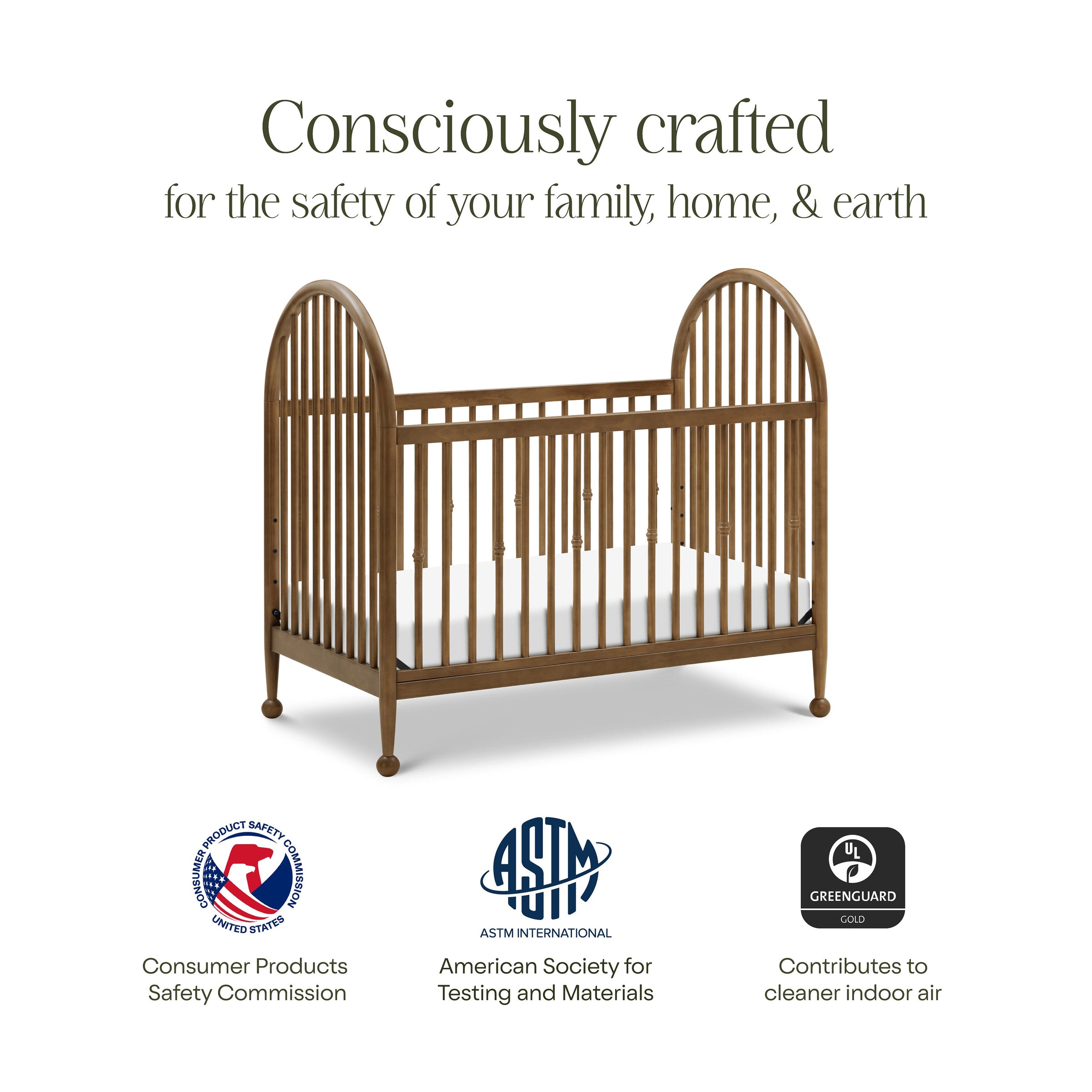 M31401NL,Alouette 3-in-1 Convertible Spindle Crib in Natural Walnut