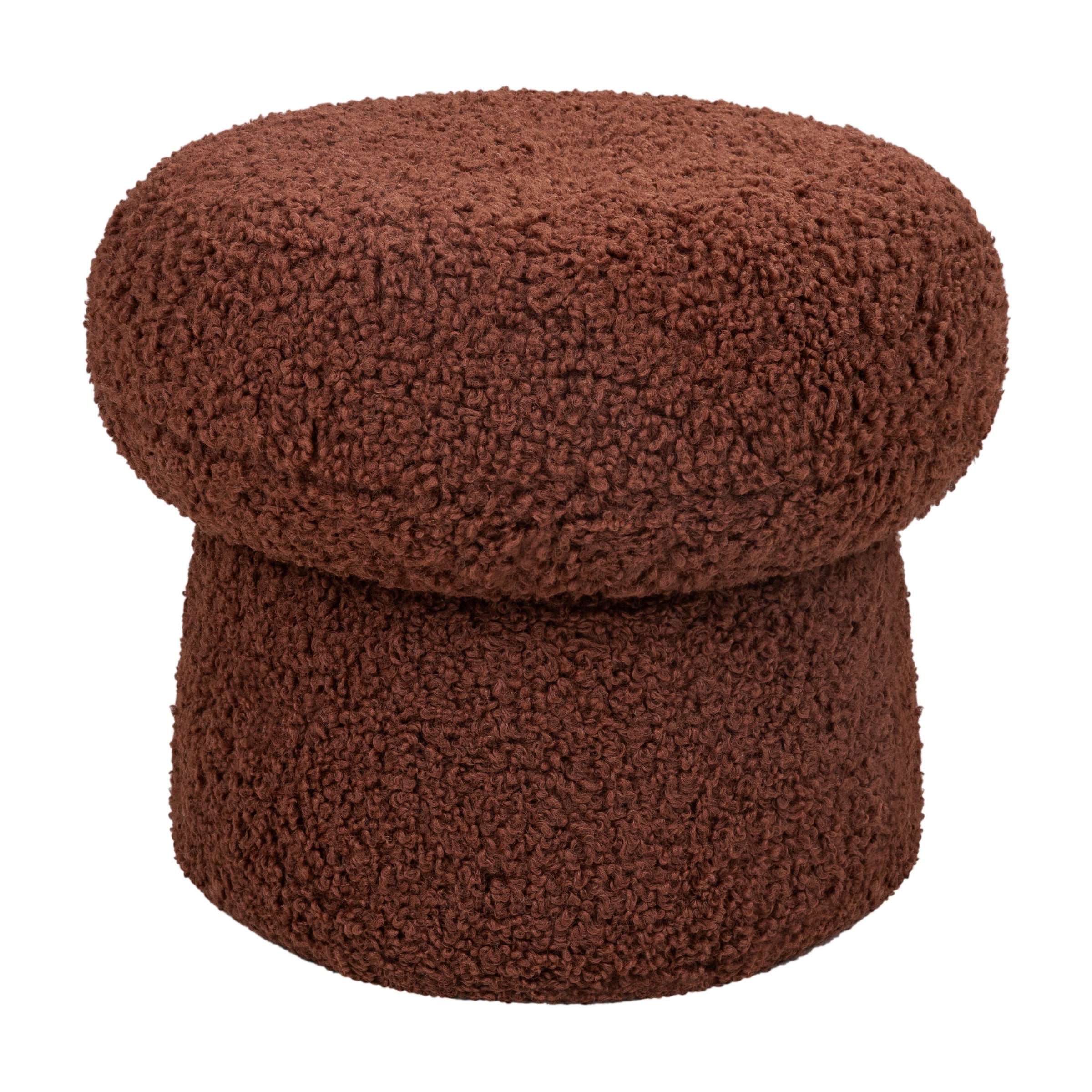 M31585RT,Mini Mushroom Pouf in Rouge Teddy Loop