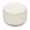 M30985PWBHF,Tuffet Storage Ottoman in Performance Ivory Boucle w/Honey Ball Feet