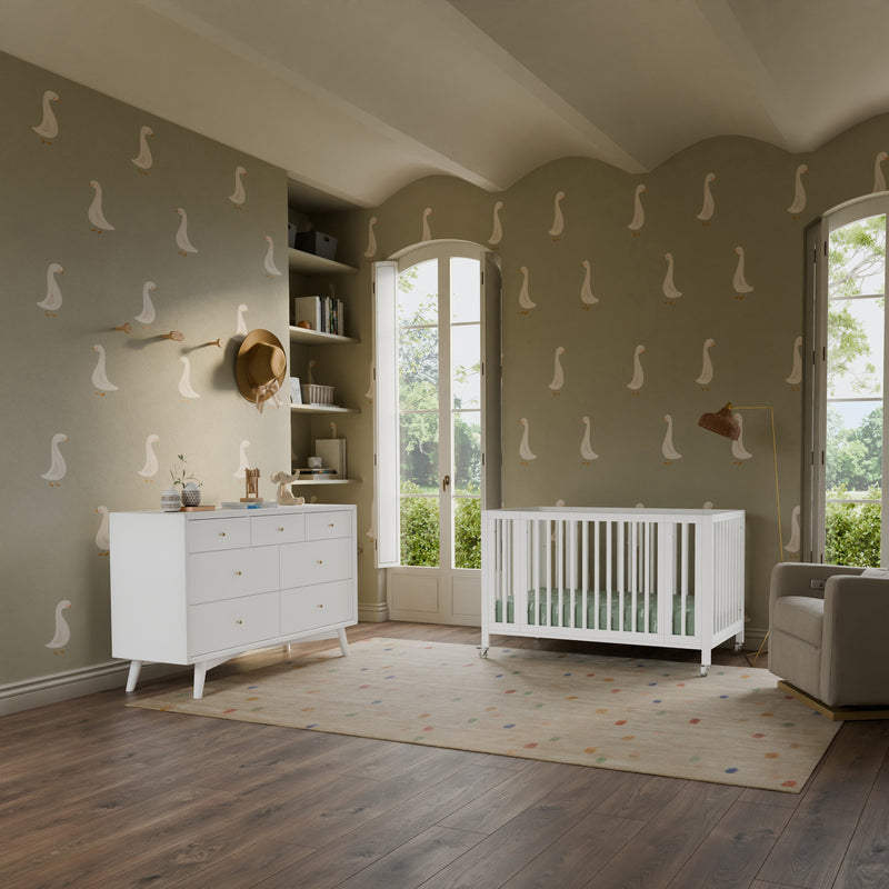 M30880W,Rolli 9-in-1 Convertible All-Stages?? Crib w/ Bassinet & Toddler Bed Kits in White