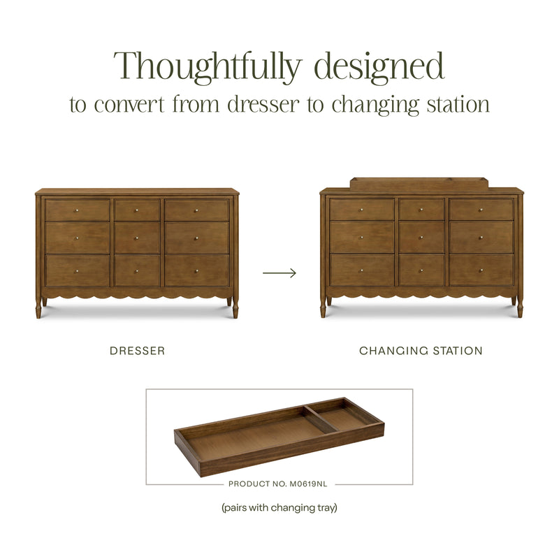 M32328NL,Ambrosia 9-Drawer Assembled Dresser in Natural Walnut