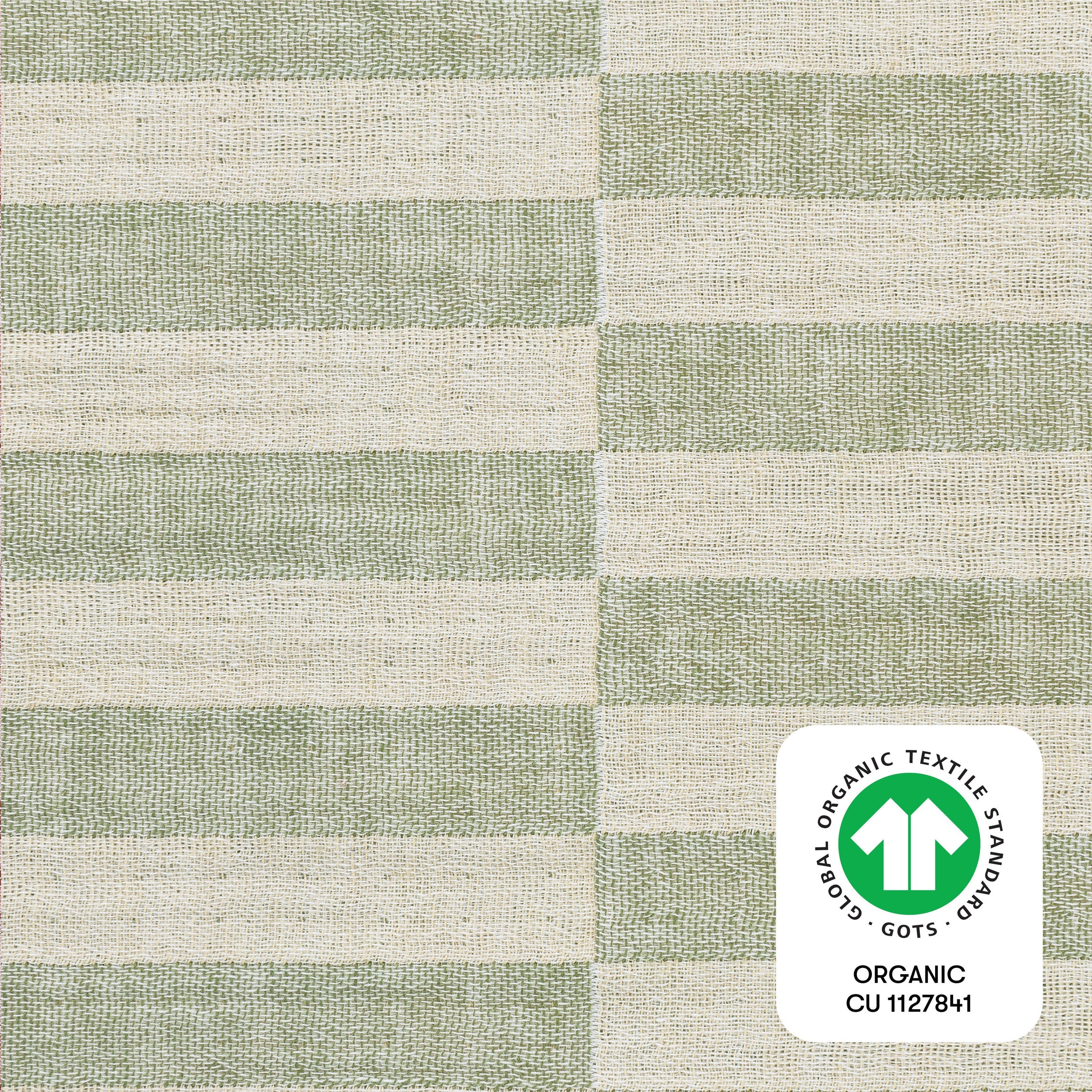 T30536,Moss Stripe Muslin Mini Crib Sheet in GOTS Certified Organic Cotton