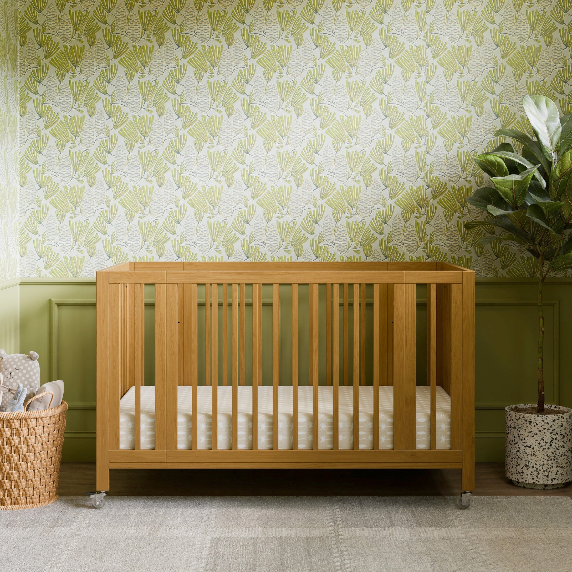 M30880HY,Rolli 9-in-1 Convertible All-Stages?? Crib w/ Bassinet & Toddler Bed Kits in Honey
