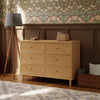 M23716HYHC,Marin with Cane 6 Drawer Assembled Dresser in Honey and Honey Cane