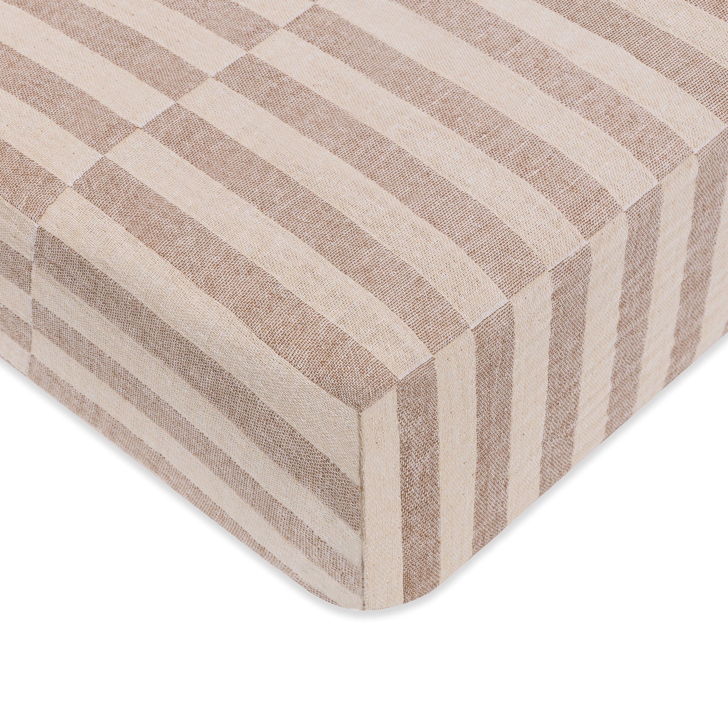 T30635,Cocoa Stripe Muslin Crib Sheet in GOTS Certified Organic Cotton