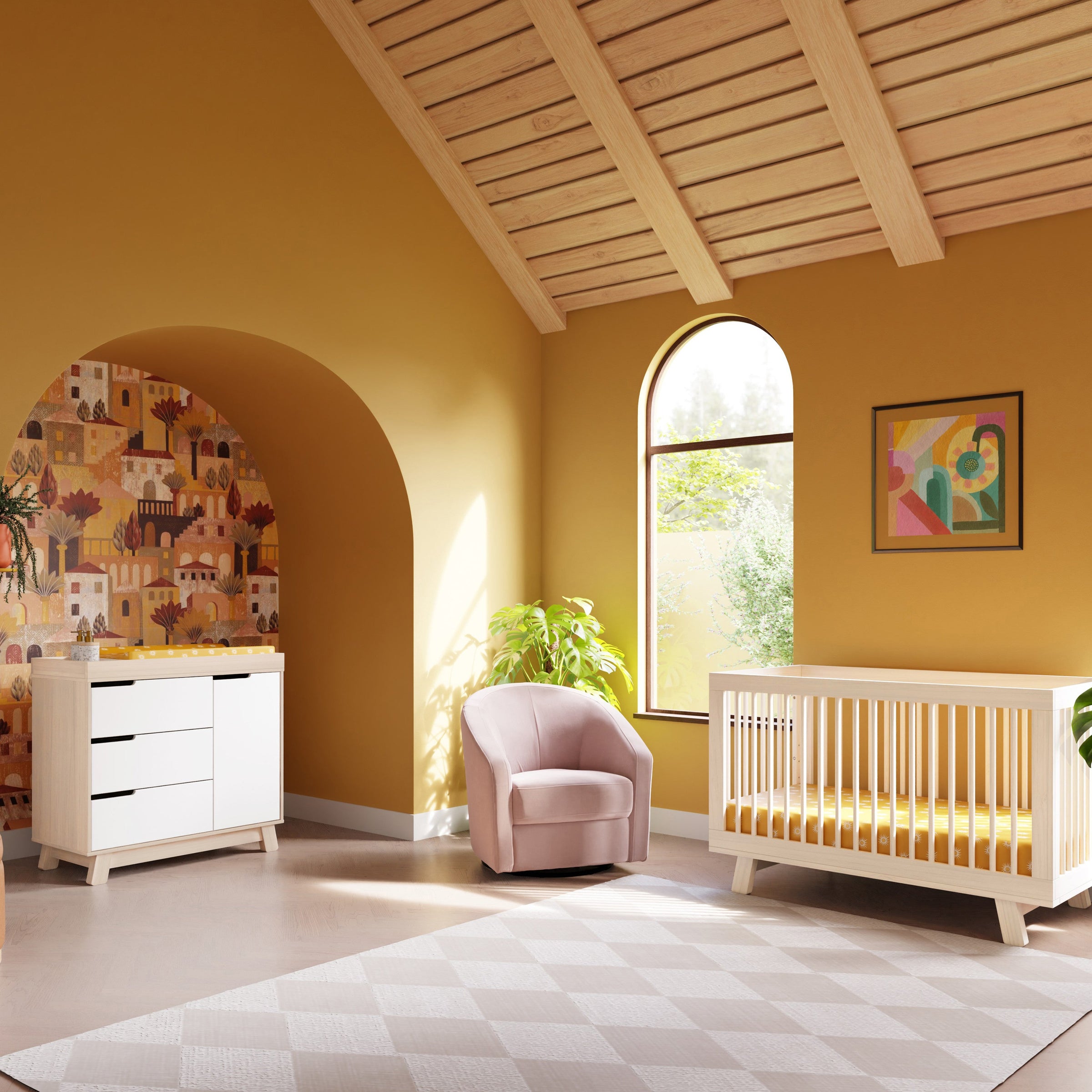 M4223NXW,Hudson 3-Drawer Changer Dresser w/Removable Changing Tray in WashedNatural/White