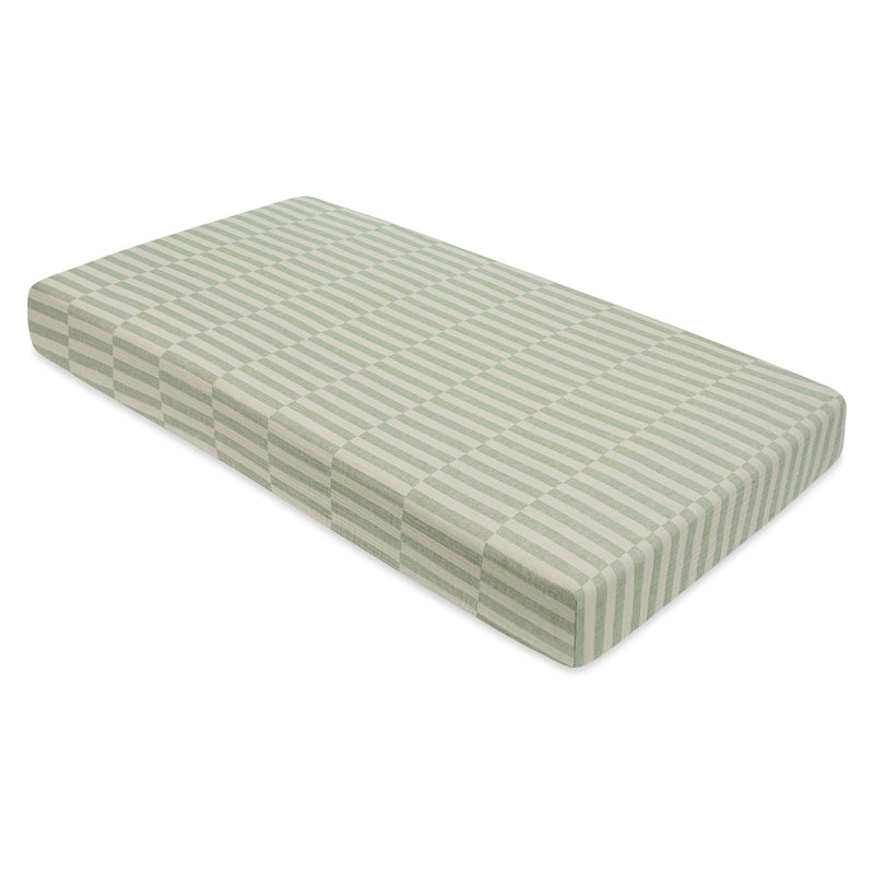 T30535,Moss Stripe Muslin Crib Sheet in GOTS Certified Organic Cotton