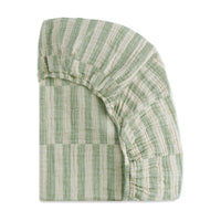 T30535,Moss Stripe Muslin Crib Sheet in GOTS Certified Organic Cotton