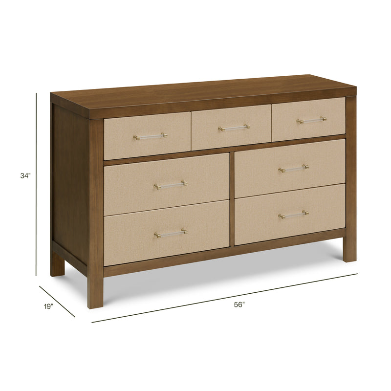 M24816NLPSEW,Eloise 7-Drawer Assembled Dresser in Natural Walnut & Performance Sand Eco-Weave