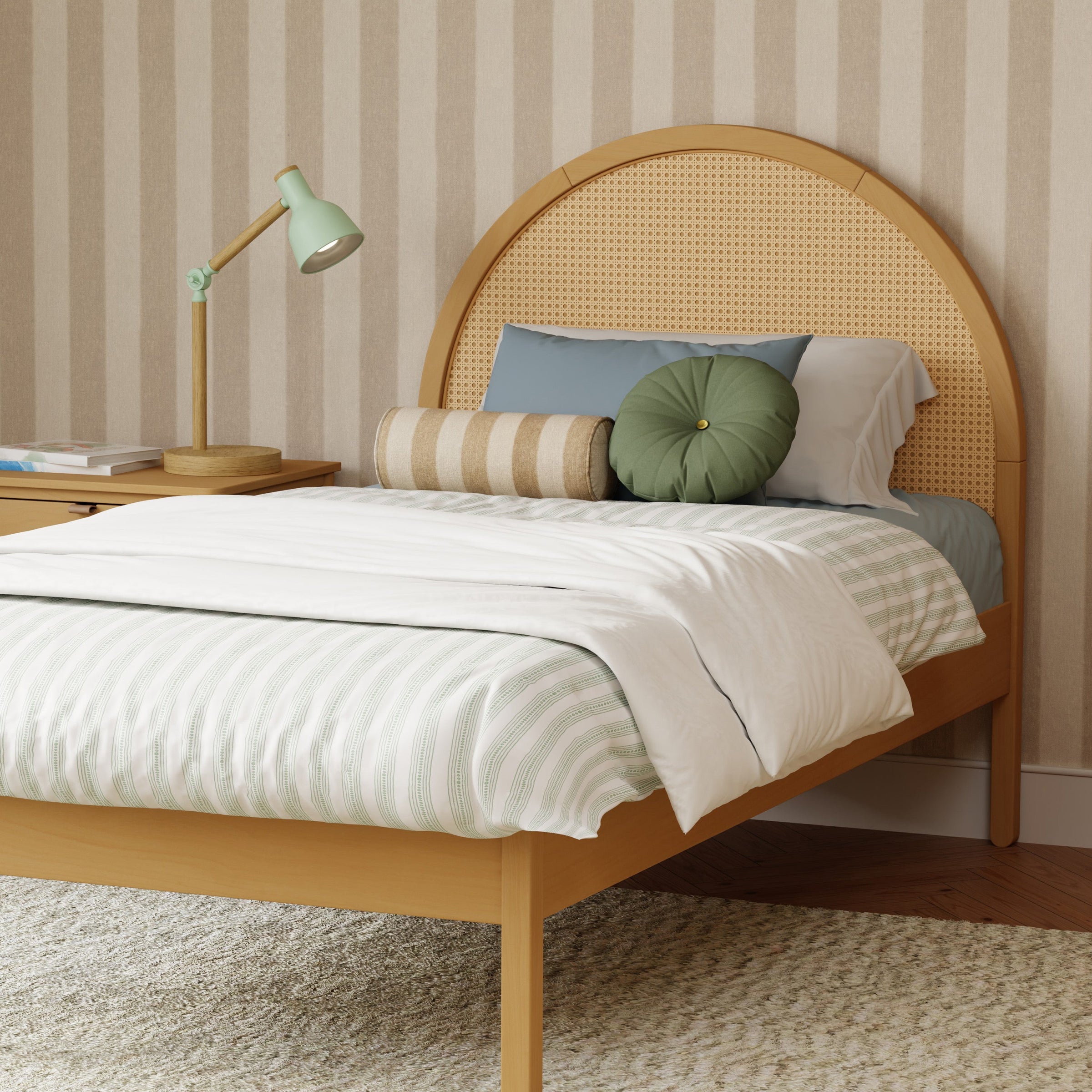 M25969HYNC,Bondi Cane Twin Bed in Honey