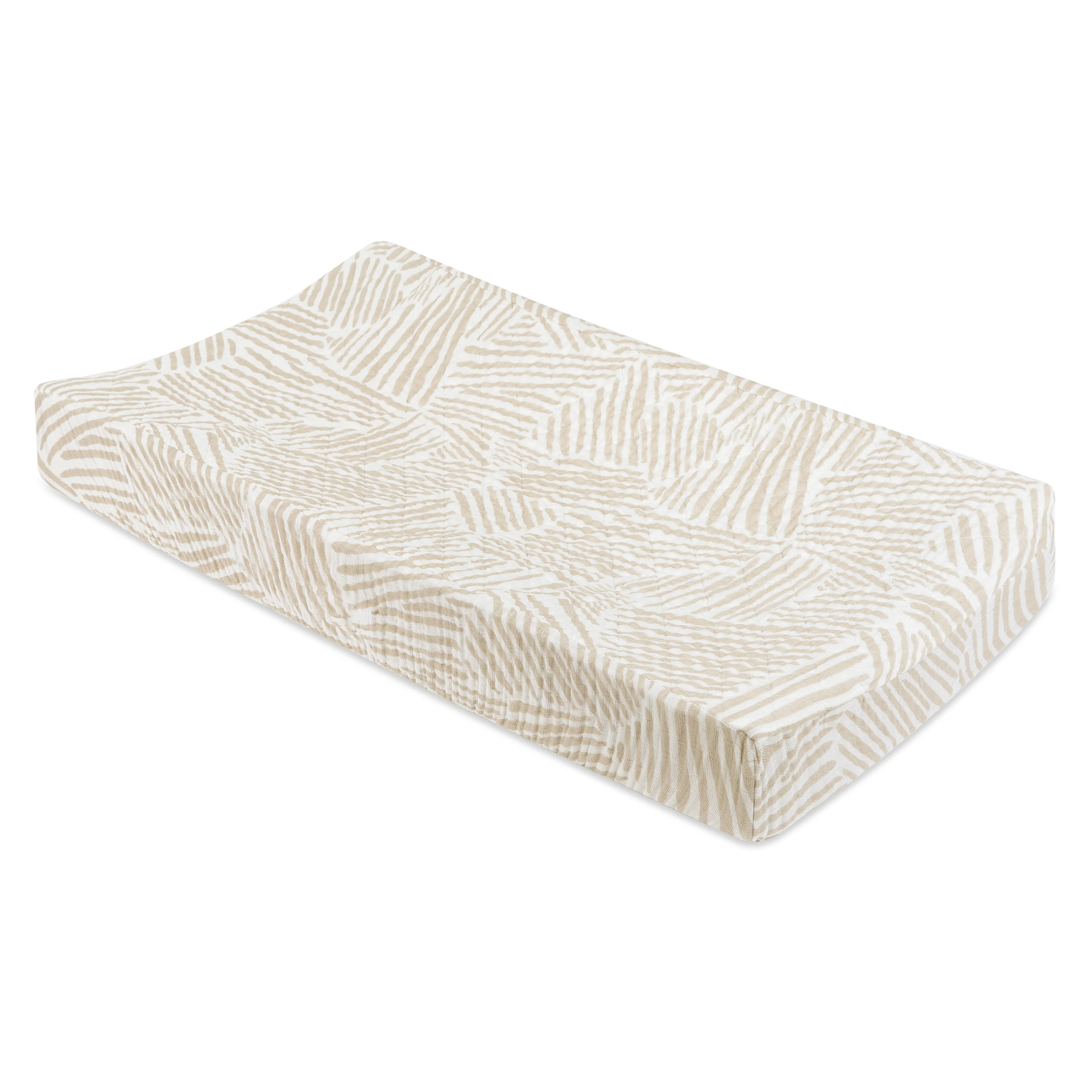 Oat Stripe Changing Pad Cover