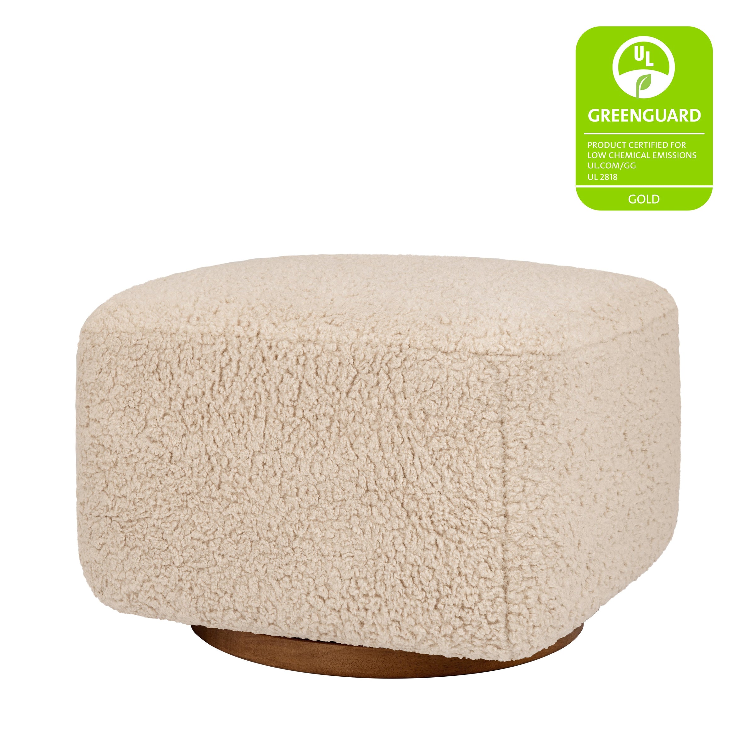 M26385CSGDB,Kiwi Gliding Ottoman in Chai Shearling with Dark Wood Base