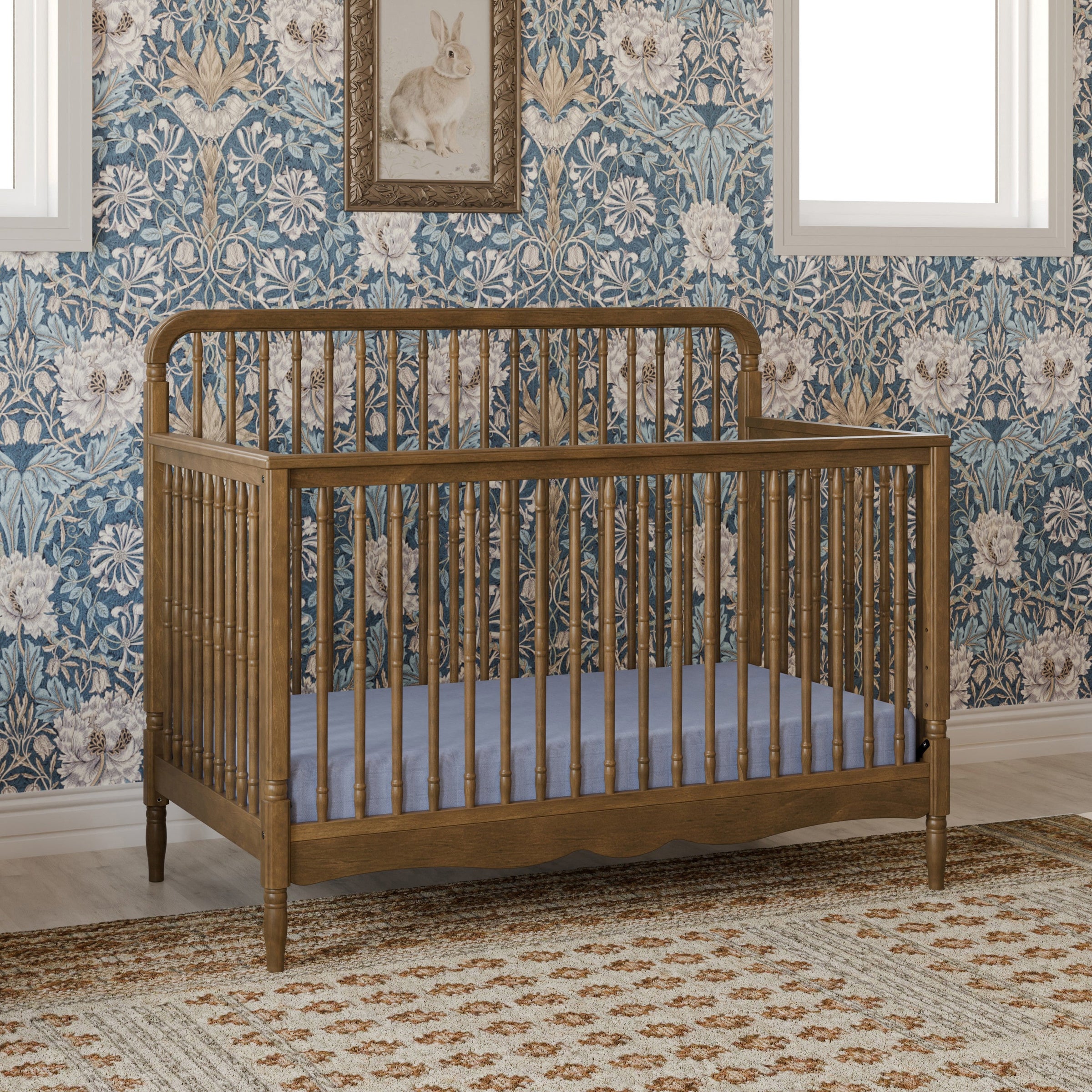 M7141NL,Liberty 4-in-1 Convertible Spindle Crib in Natural Walnut