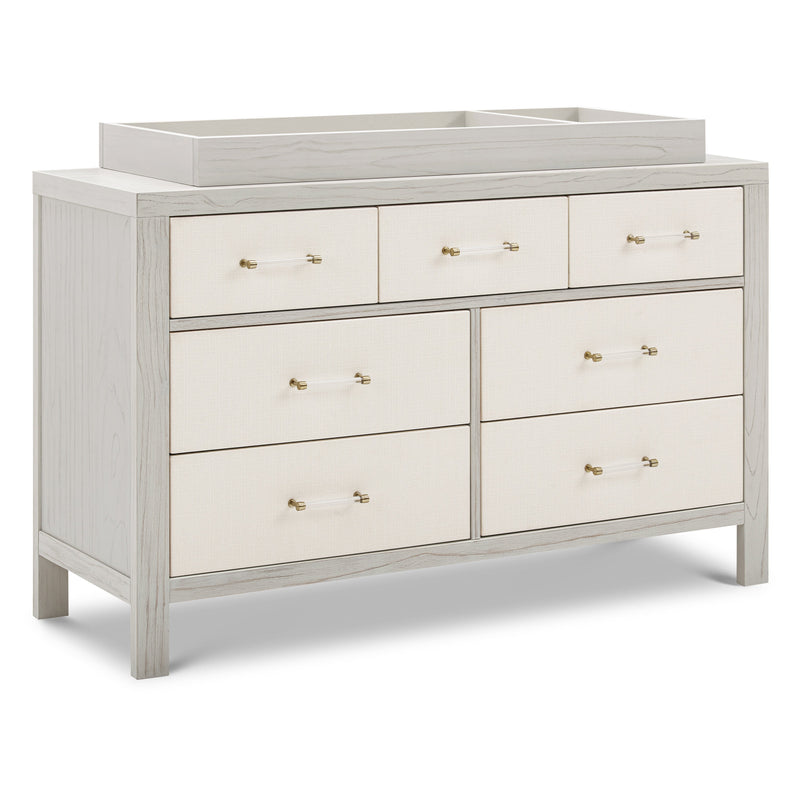 M24816WDFPEW,Eloise 7-Drawer Assembled Dresser in White Driftwood and Performance Pearl Eco-Weave