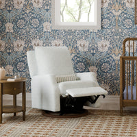 M22287BPBDB,Crewe Recliner and Swivel Glider in Bellflowers in Powdered Blue w/Dark Wood Base