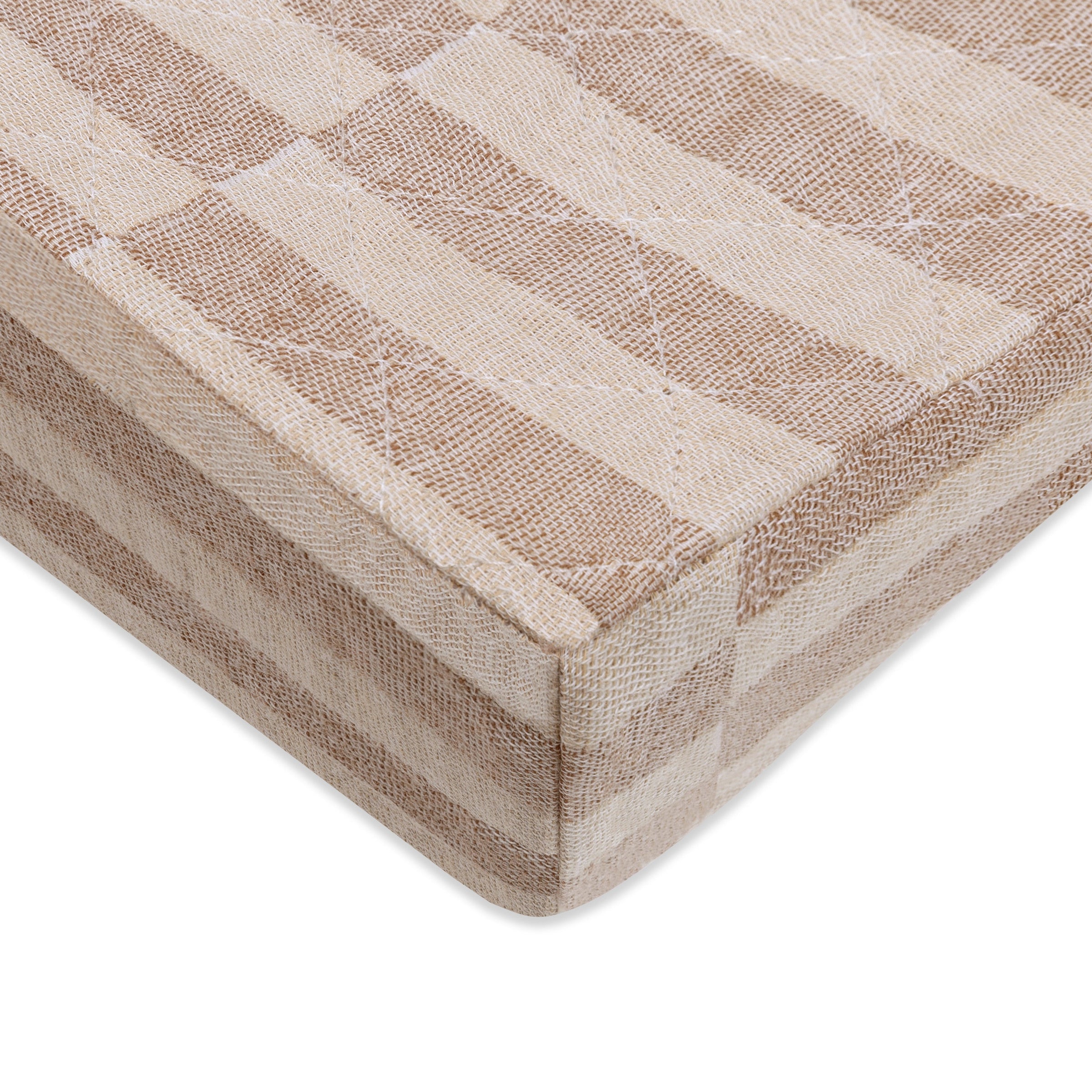 T30637,Cocoa Stripe Quilted Muslin Changing Pad Cover in GOTS Certified Organic Cotton
