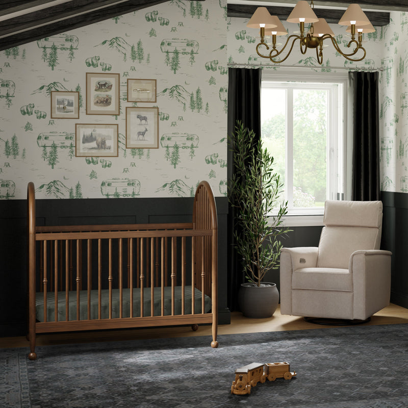 M31401NL,Alouette 3-in-1 Convertible Spindle Crib in Natural Walnut