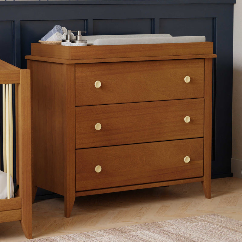 M10323CTN,Sprout 3-Drawer Changer Dresser in Chestnut and Natural Finish