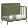 M15901OL,Palma Mid-Century 4-in-1 Convertible Crib w/Toddler Bed Conversion in Olive