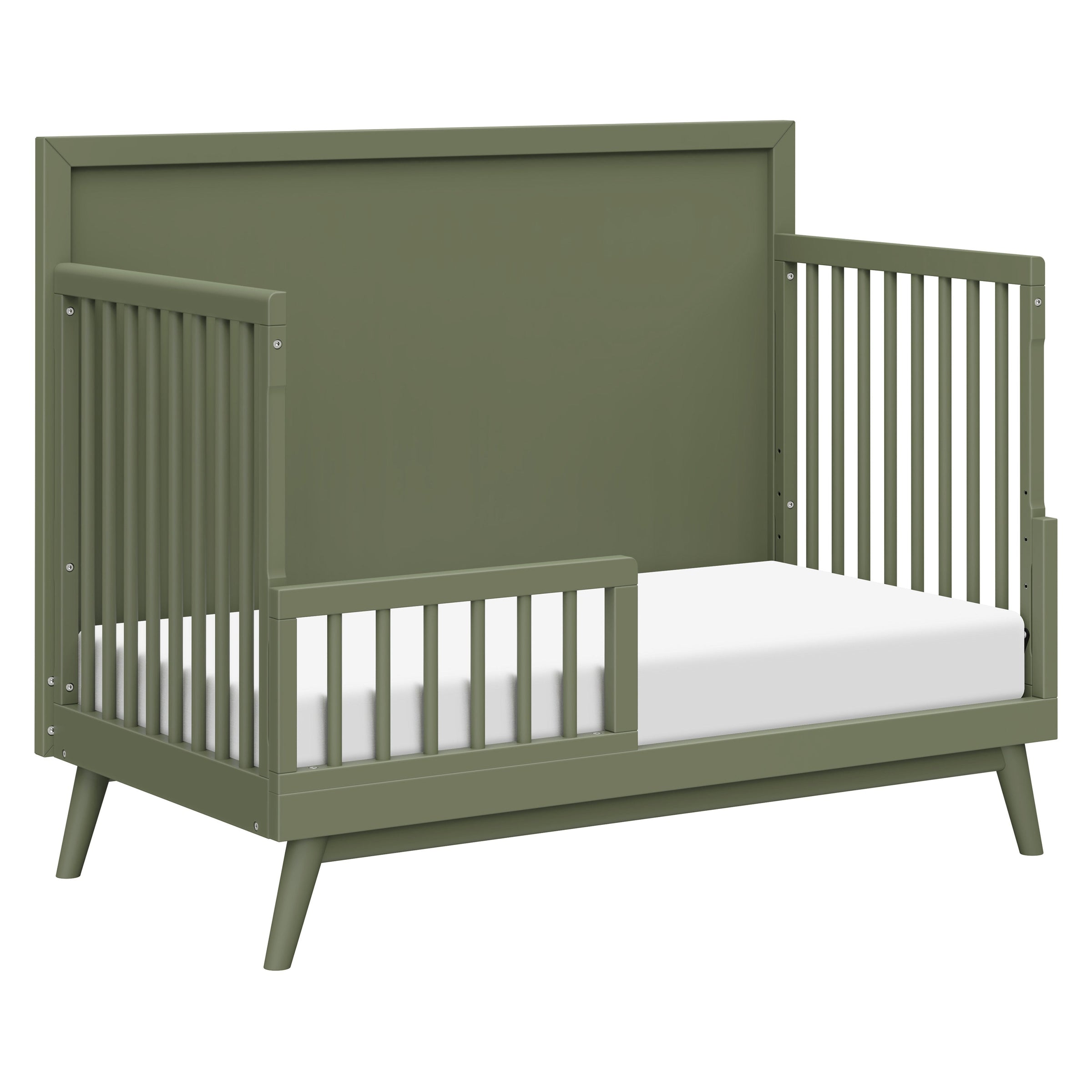 M15901OL,Palma Mid-Century 4-in-1 Convertible Crib w/Toddler Bed Conversion in Olive