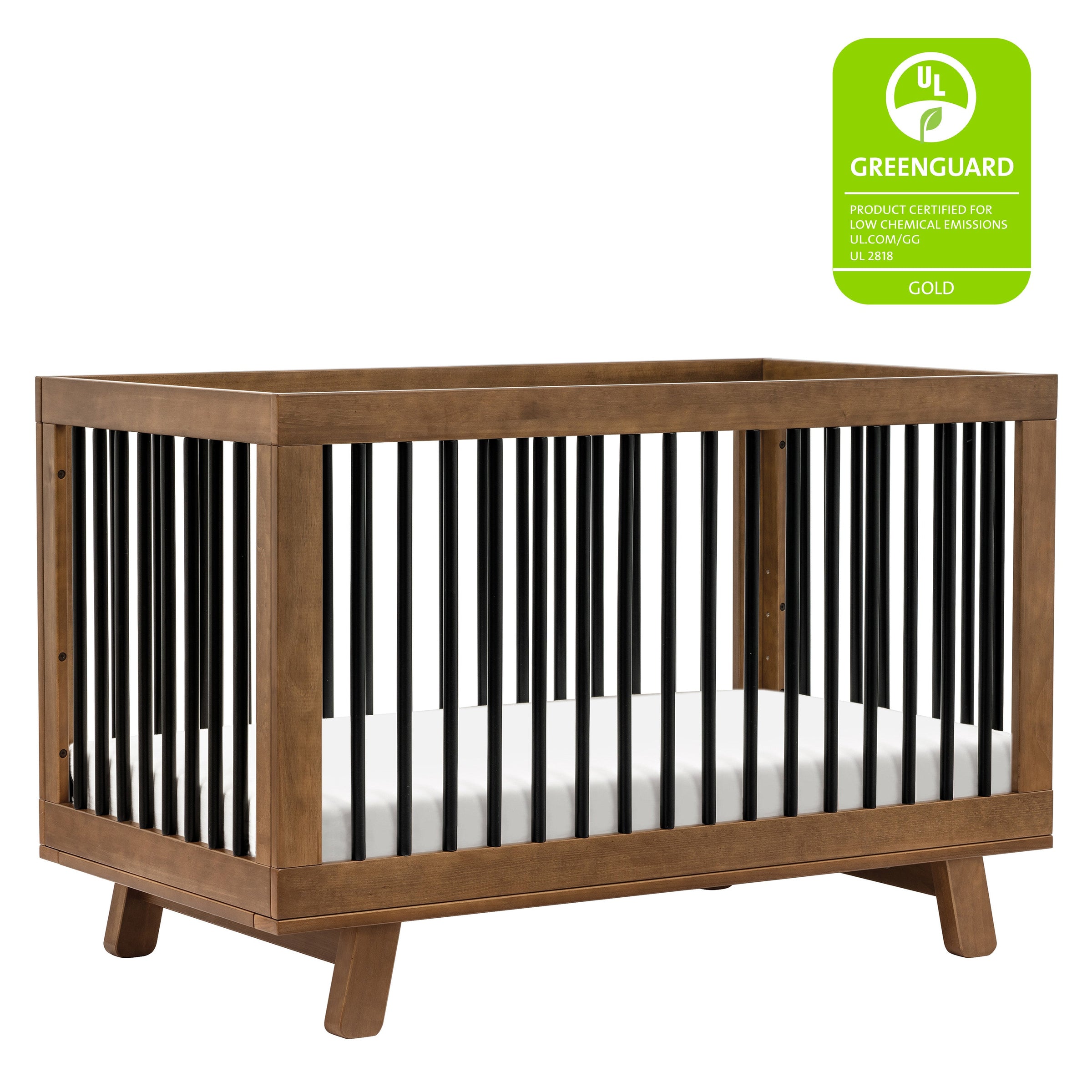 M4201NLB,Hudson 3-in-1 Convertible Crib w/ToddlerBedConversion Kit in Natural Walnut/Black