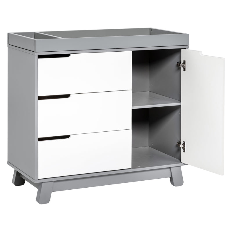 M4223GW,Hudson 3-Drawer Changer Dresser w/Removable Changing Tray in Grey/White