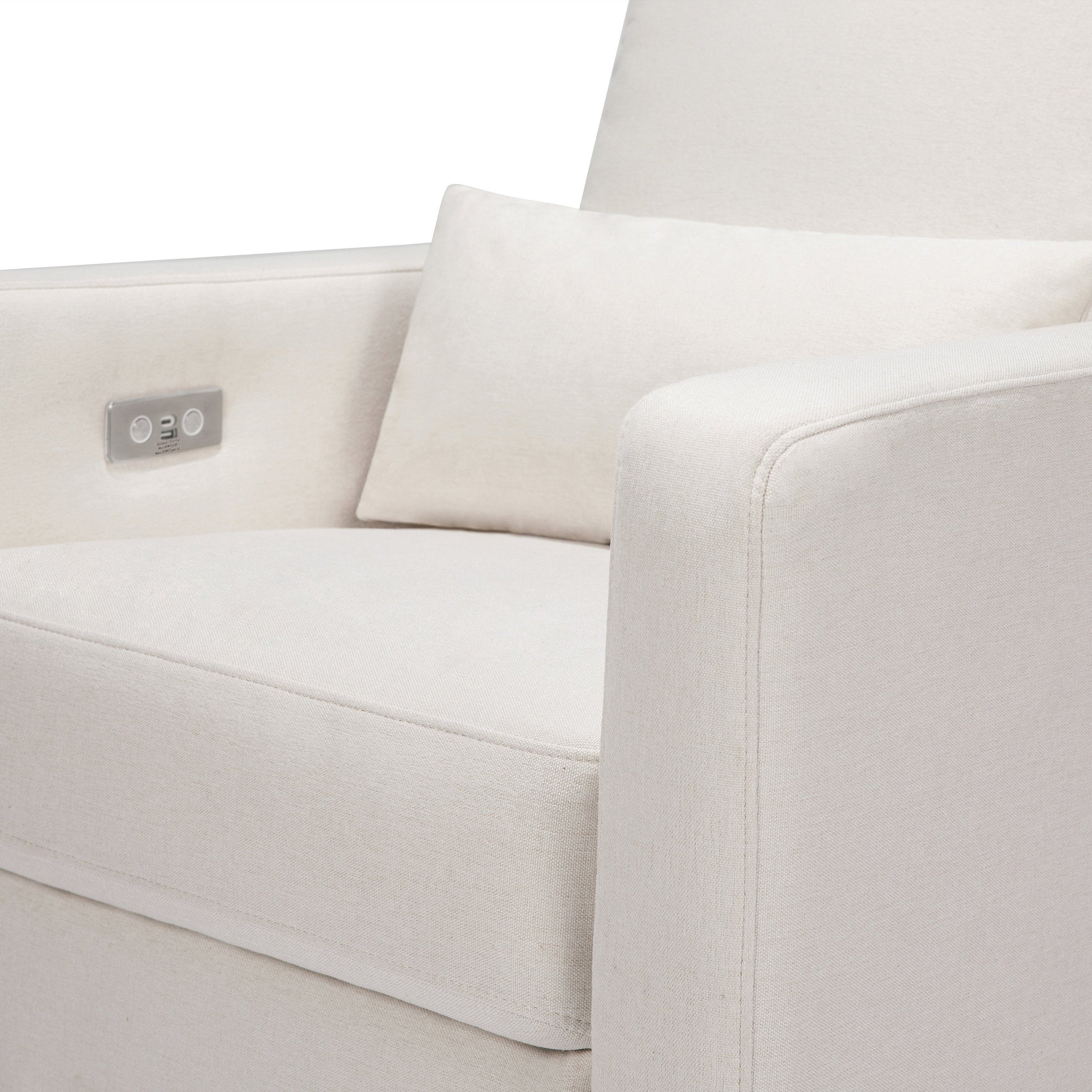 M23085PCMEWLB,Sigi Glider Recliner w/ Electronic Control and USB in Performance Cream Eco-Weave w/Light wood base