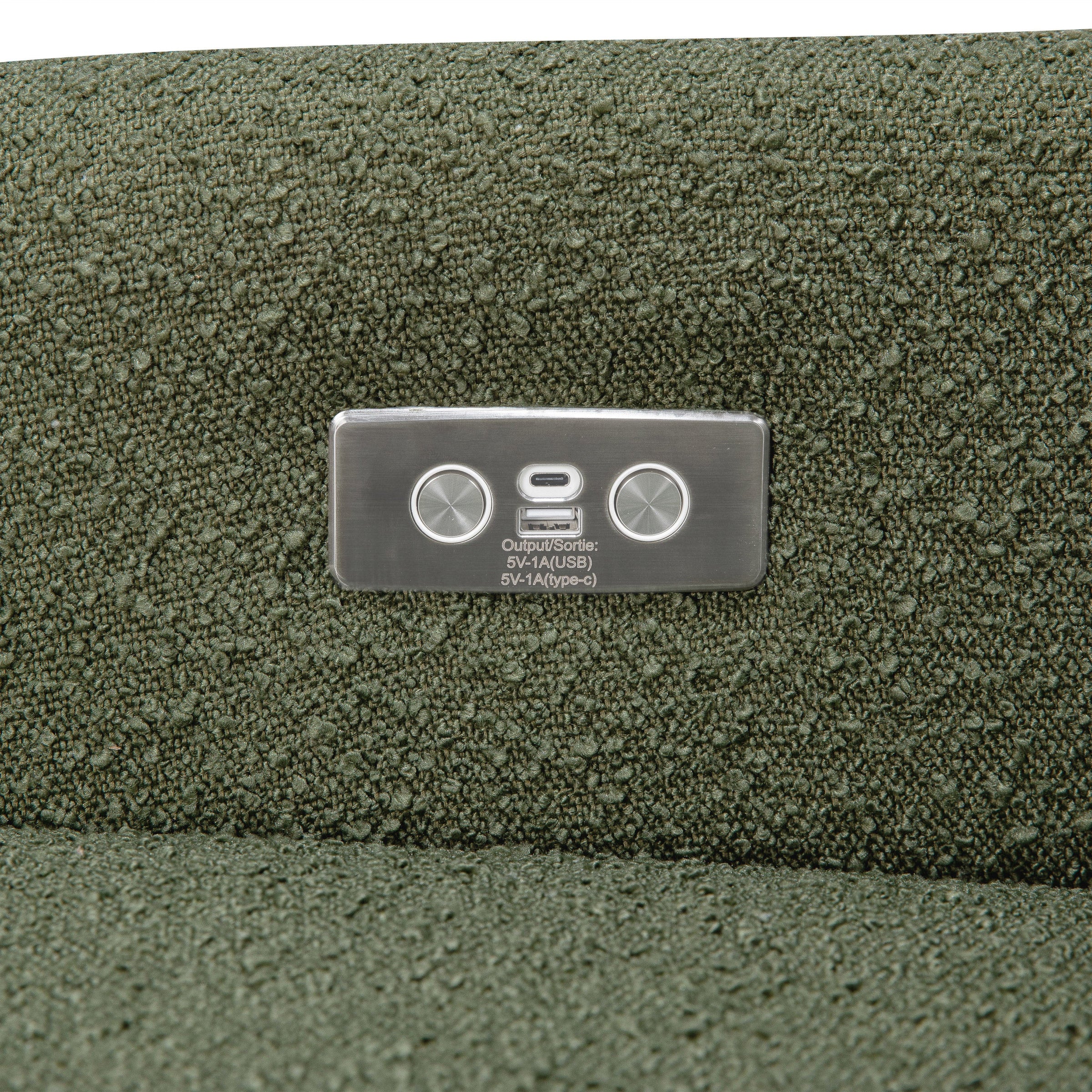 M11288OBLB,Kiwi Glider Recliner w/ Electronic Control and USB in Olive Boucle w/Light Wood Base