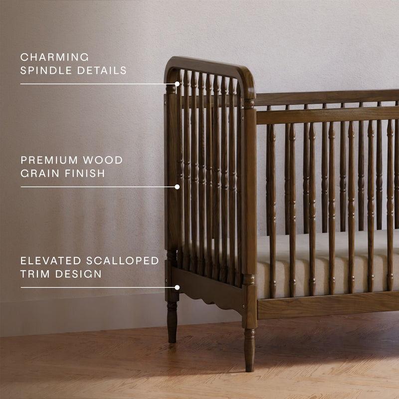 M7101NL,Liberty 3-in-1 Convertible Spindle Crib w/Toddler Bed Conversion Kit in Natural Walnut