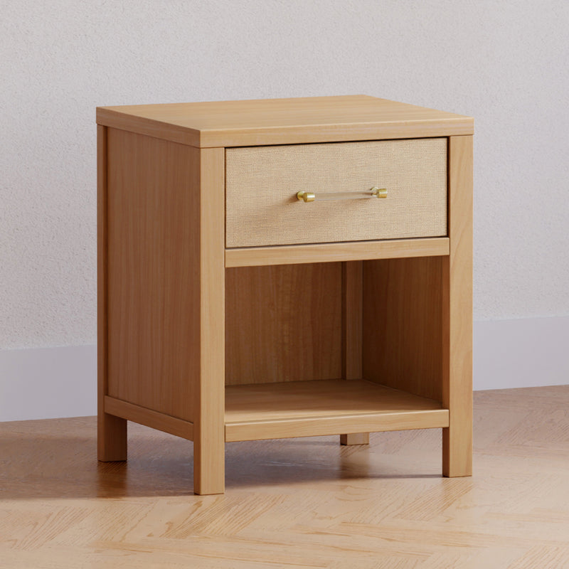 M24860HYPSEW,Eloise Nightstand  Assembled in Honey & Performance Sand Eco-Weave